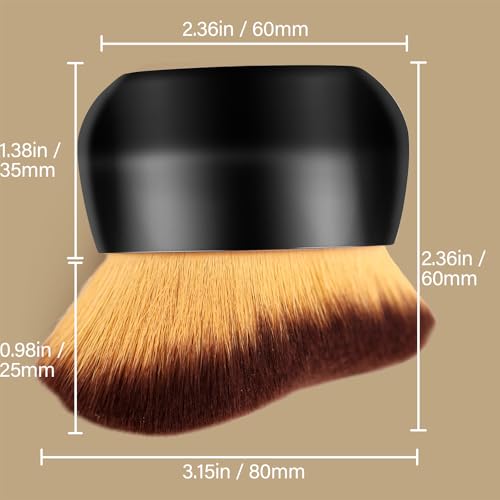 Extra Large Body Makeup Brush For Self Tanner, Leg Makeup &Bronzer Blend,75 mm Wide-headed Kabuki Brush Provides More Even &Pretty Application, Oval Face&Back Makeup Brush, Wet&Dry Use- Black - color: Black