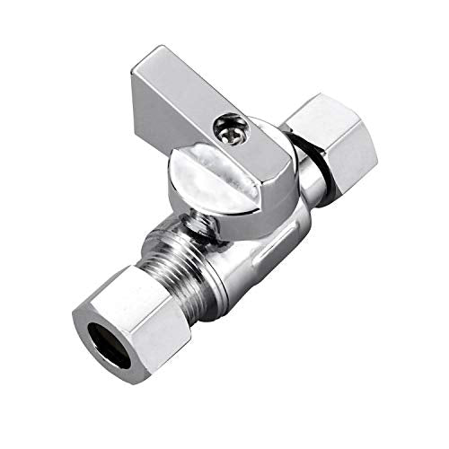 4 Pack Premium Chrome Brass 3/8" Comp FIP x 3/8 Inch Compression MIP Quarter Turn Water Straight Angle Stop (Add on) Valve - size: 4PCS 3/8" x 3/8"