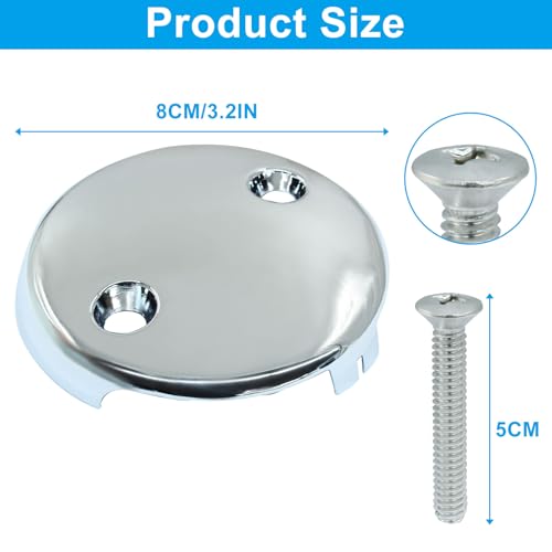 2 Hole Universal Bathtub Overflow Drain Face Plate, Chrome, 1 Pack | Replacement Overflow Plate, 2 Hole Tub Drain, Matching Screws Included, For Plumbing Professionals - style: Chrome-2 Hole