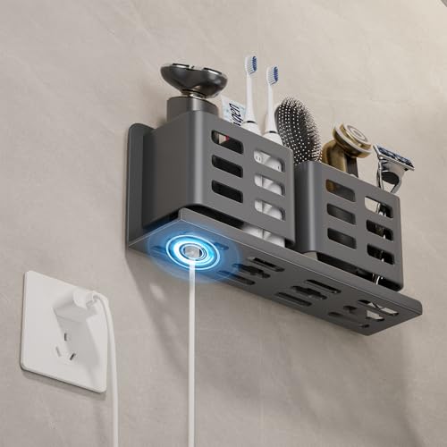 Aluminum Toothbrush Holder， Wall-Mounted，Bathroom Rack，4 Slot，Grey | Bracket Shower Toothbrush Razor Holder Suitable for Toothbrush, Toothpaste, Razor and Comb etc Bathroom Storage - size: Gray four slots