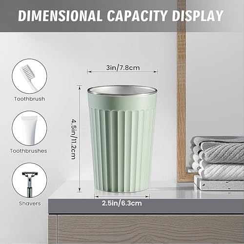 Toothbrush Holder for Bathroom-12oz Unbreakable Stainless Steel Bathroom Cup,Easy to Clean Toothbrush Cup, Reusable Bathroom Tumbler Cups for Home/School/Office(3" x 4.5" Green) - color: Green