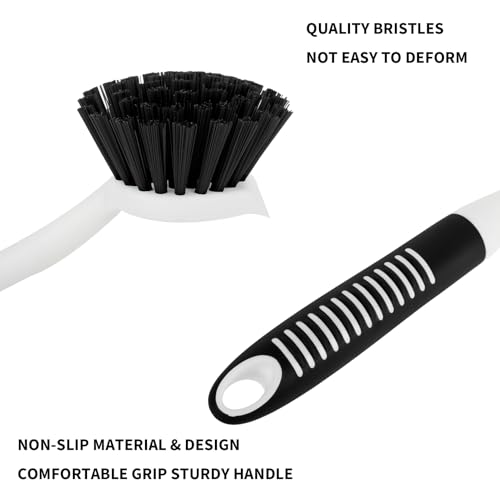Dish Brush with Handle, 2 Pack Scrub Brushes with Built-in Scraper for Cleaning Kitchen, Pots, Pans and Sink, Scrubber Washing Tools, Black - color: Black