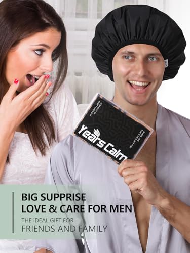 Years calm Shower Cap for Men, Waterproof Reusable Hair Cap with Dual-Layer Design, Reversible Double-Sided Use, Stretchable Elastic Band, Comfortable Fit for Shower, Gym, Hair Care & Travel - color: Green and black