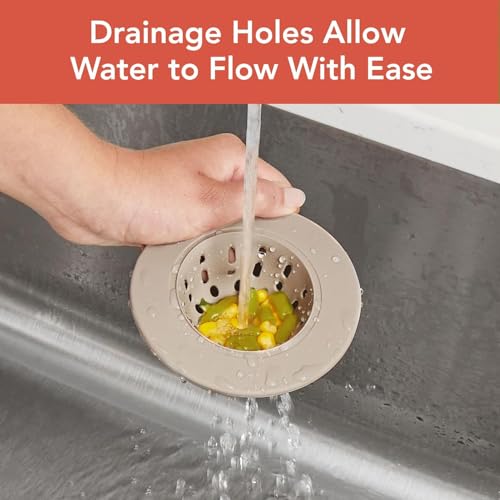Spectrum Silicone Sink Strainer 2-Pack - Flexible Kitchen Sink Drain Strainer, Fits Standard Sinks, Drain Guard Catch Food Debris for Sink Protection, Easy Removal, Dishwasher Safe, Taupe - color: Taupe, size: 2 Pack