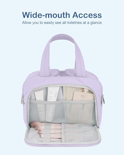 TOPDesign Travel Toiletry Bag for Women, Puffer Large Toiletry Bag, Lightweight Cosmetic Makeup Organizer with Handle for Traveling, Accessories, Essentials, Toiletries (Light Purple) - color: Light Purple