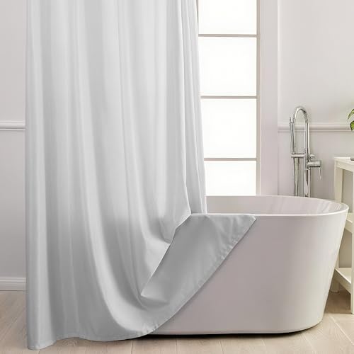 No Hook Shower Curtain with Snap in Liner, Light Grey Shower Curtains and Liner Set, Hotel Fabric Bath Curtain for Bathroom, Mesh Top Window Waterproof Washable, 71" x 74" - color: Light Grey, size: 71"W x 74"L (Pack of 1)