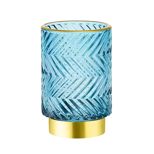 Makeup Brush Holder Organizer,Toothbrush Holders,Desk Pen Pencil Holder,Multifunctional Vintage Glass Brush Cup（A40-3-US） - color: Blue