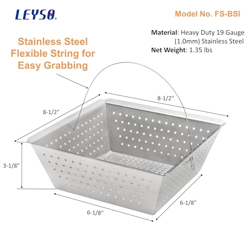 Leyso Stainless Steel Floor Sink Drop-in Basket Strainer Sink Drain Cover 8-1/2" x 8-1/2” x 3-1/8” for Kitchen, Restaurant, Bar, Buffet (Drop-in SS) - style: Drop-in SS