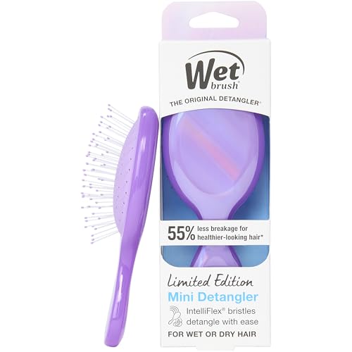 Wet Brush Mini Detangler Hair Brush for Gentle Knot Removal, Compact Travel Size, Soft Bristles for Pain-Free Detangling, Less Breakage, Works on All Hair Types, Limited Edition, Prismatic Glow Purple - color: Prismatic Glow Purple