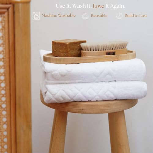 100% Turkish Cotton Bathroom Floor Towel, 2 Pack, Soft Bath Mat Towel, Quick-Drying, Machine Washable, Absorbent, Hotel & Spa Quality, 20x27.5 (2, White) - color: White, size: 2Pack
