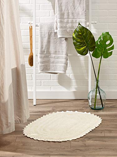 DII Crochet Collection Reversible Bath Mat, Large Oval, 21x34, Off White - color: Off White, size: 1'9" x 2'10" (Oval)