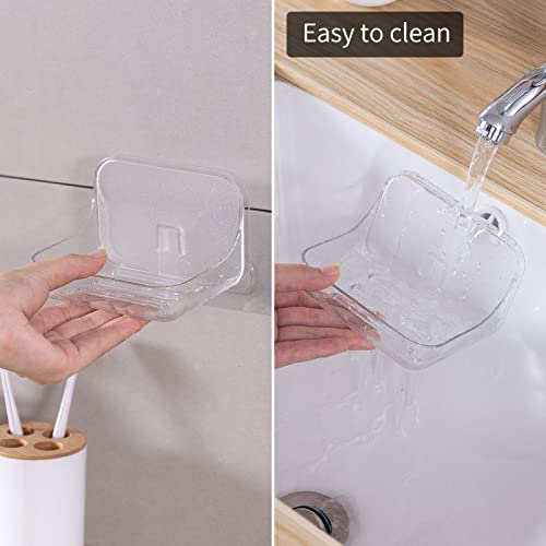 Ettori Soap Dish 2 Pack Soap Holder Plastic Adhesive Soap Holder for Shower Wall, Bathroom, Tub and Kitchen Sink, Drill- Free and Clear - color: 2 Pack Soap Dish