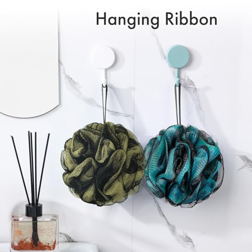 AmazerBath Charcoal Loofah Sponge, Shower Loofah 60g/PCS - Body Scrubber Loofa Set of 4 - Charcoal Blue, Gray, Pink & Army Green, Bath Sponge for Men and Women - style: Charcoal Blue, Gray, Pink & Army Green (60g)