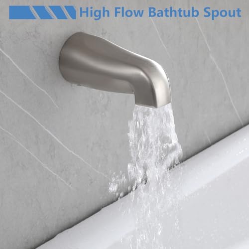 3 Handles Shower Faucet Set with Tub Spout Bathtub Shower Faucets Combo Set Shower System Complete Tub and Shower Trim Kit Shower Fixtures Brushed Nickel - color: Brushed Nickel, style: 3 Handles