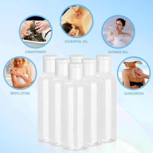 6 Pack Travel Bottles for Toiletries, 3.4 oz Travel Bottles TSA Approved Leakproof Plastic Empty Bottles, Toiletry Containers with Labels for Shampoo Conditioner Lotion Travel Essentials Accessories