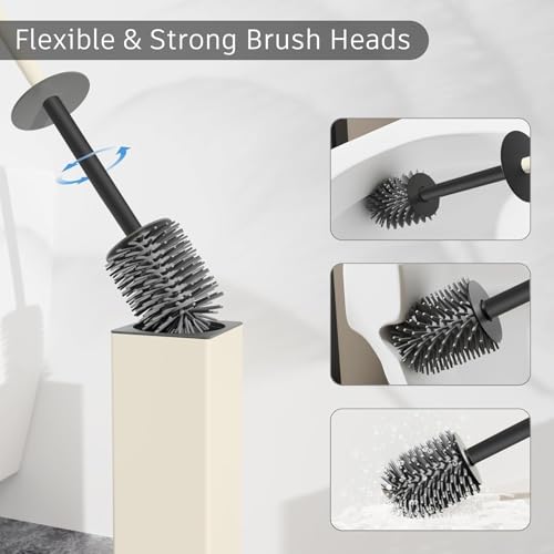 BVL Toilet Brush and Holder Set White Freestanding for Bathroom - color: White