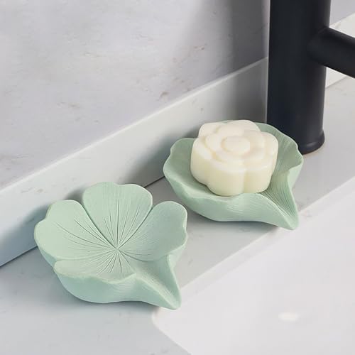 Soap Dish Soap Holder Self-Draining Soap Dish, Resin Bar Soap Holder, Lucky Four-Leaf Clover Shape Soap Tray Soap Saver for Bathroom,Kitchen,Sink,Bathtub, Easy Cleaning and Keep Dry - color: Lucky Four-leaf Clover
