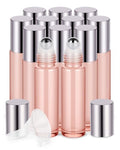 Worldgsb 12 Pack Essential Oil Roller Bottles, 10ml Refillable Glass Roller Bottles with Stainless Steel Roller Balls and Caps for Travel, Perfume and Lip Gloss Rose Gold - color: Rose Gold, style: 12 Pack