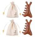 2 Pcs Wooden Scalp Massager Comb Sandalwood Scalp Massager Handmade for Gua Sha Head Legs Neck Face Care Shoulder Foot Stress Relax Women Men Hair Growth with Storage Bag