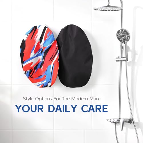 Years calm Shower Cap for Men Waterproof Reusable - Fashion Dual-Layer Design, Adjustable Elastic Band for Long & Curly Hair, XL Bath & Spa Cap for Travel, Satin Lined Shower Cap Black - color: Eternal Obsidian