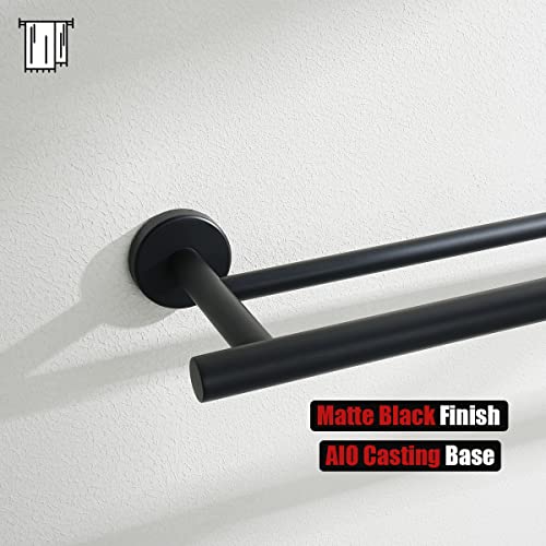 JQK Black Double Towel Bar, 20.5 Inch 304 Stainless Steel Thicken 0.8mm Towel Rack Bathroom, Towel Holder Matte Black Wall Mount, Useable Length 18 Inch 2 Pack, TB100L18-PB-P2 - color: Matte Black, size: 20.5 Inch (2 Pack)