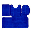 Bathroom Rug Set 5 Piece - Memory Foam Bathroom Mat Set, Soft and Comfortable, Non-Slip Thick Absorbent Bath Mats, Machine Washable, Royal Blue - color: Royal Blue/ Line Design