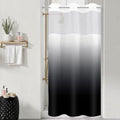 Small Stall No Hook Shower Curtain with Snap in Liner, Black and White Shower Curtains and Liner Set, Ombre Hotel Fabric Bath Curtain for Bathroom, Mesh Top Window Waterproof Washable, 36 x 74 - color: Ombre Black, size: 36"W x 74"L (Pack of 1)