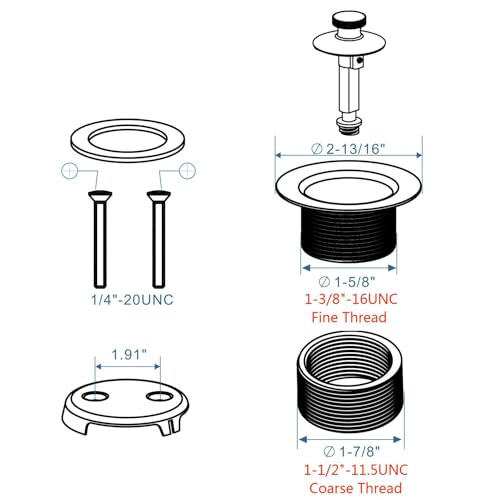 Black tub Drain Lift &Turn Tub Trim Set with Two-Hole Overflow Faceplate Conversion Kit Assembly, Hidrop Bathtub Drain Replacement Trim Kit and Universal Fine/Coarse Thread, Matte Black - color: Black