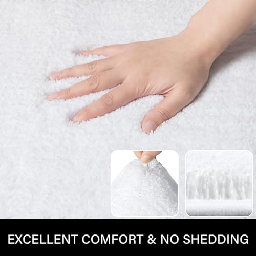 LOCHAS Bathroom Rug Set White, Soft Bath Rug Set 2 Piece, Toilet Mat U-Shaped 20x20 and 34x20 Bath Rugs, Quickly Dry Mats for Bathroom, Tub, Washable, Super Absorbent Floor Mat - color: White, size: 34" x 20" Plus 20" x 20" (U-Shape)