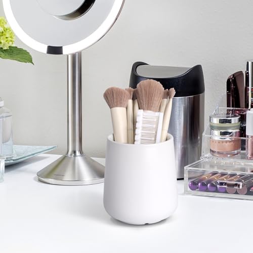 BosilunLife Bathroom Toothbrush Holder - Ceramic Toothbrush Cup Holder 13Oz White Toothbrush Holder for Bathroom Toothbrush and Toothpaste Holder for Bathroom Vanity Countertop, Ideal for Home, Hotel - color: White-rb, size: rounded base