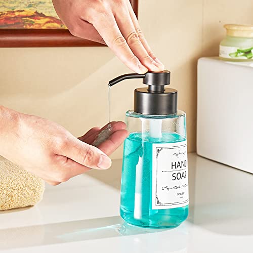 Soap Dispenser, Clear Glass Soap Dispenser with Rust Proof Pump, 16oz Liquid Soap Pump with Waterproof Labels, Dish & Hand Soap for Bathroom, Kitchen, Matte Black, Pack of 2 - color: Matte Black
