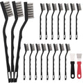 15PCS Mini Wire Brush Stainless Steel Brush Set，Masonry Brush Wire Bristle | Masonry Brush Wire Bristle for Cleaning Welding Slag and Rust，Curved Handle Brush (Stainless Steel, 15) - style: Stainless steel