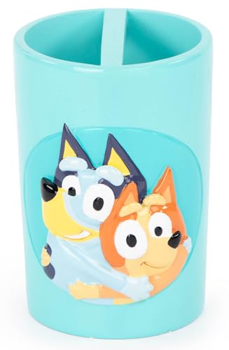 Jay Franco Bluey Toothbrush Holder - Blue Resin Pencil Holder/Bathroom Tumbler Features Bluey & Bingo - Fun Toothbrush Holder for Kids - color: Blue - Bluey