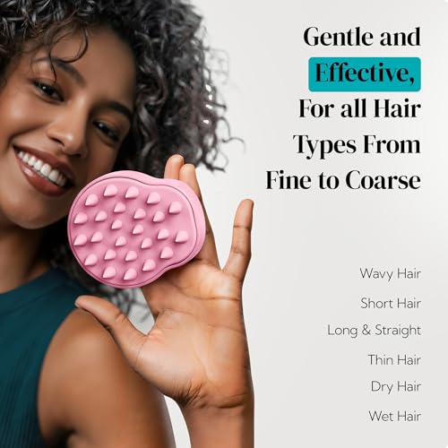 HEETA Scalp Massager 2 Pack for Hair Growth, Soft Silicone Bristles to Remove Dandruff and Relieve Itching, Scalp Scrubber for Hair Care, Shampoo Brush for Wet Dry, Pink & Green - color: 01- New Pink & Green