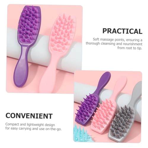Hemoton Hair Scalp Comb 3-Pack Silicone Shampoo Brush with Soft Massage Points for Deep Cleansing Dandruff Removal and Hair Detangling Portable Family Scalp Massager for Wet Dry Use