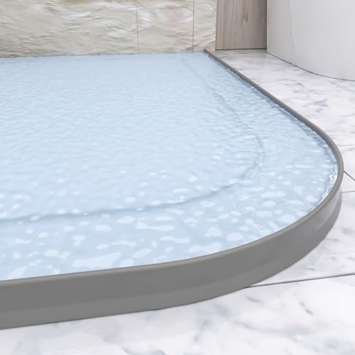 Raycity 3" High Shower Threshold Water Dam 59 IN Collapsible Shower Water Splash Guard for Curbless Shower Threshold Barrier Water Stopper for Wet and Dry Separation Bathroom and Kitchen (Grey) - color: Gray, style: 59 inch