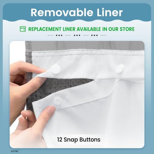 EUTXL 256GSM Heavyweight Waffle Weave Shower Curtain with Snap-in Liner, Extra Thick & Luxury Weighted Fabric Bath Curtain Set, 71W x 74H, Grey - color: Grey, size: 71"W x 74"L (Pack of 1)