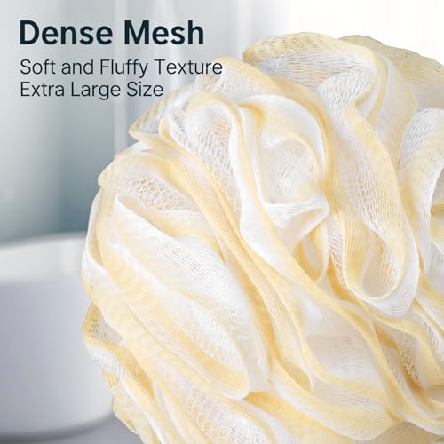 AmazerBath Loofah Sponge, Shower Loofah 60g/PCS - Body Scrubber Loofa Set of 3 Cotton Candy Trio, Bath Sponge for Men and Women - style: Cotton Candy Trio