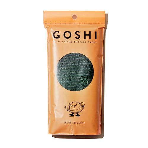 GOSHI Exfoliating Shower Towel - Long Body Scrubber for Back Acne, KP & Smooth Skin - Durable Rip-Resistant Weave, Quick-Dry Nylon Washcloth - Ethically Crafted in Gunma, Japan - Green - color: Green