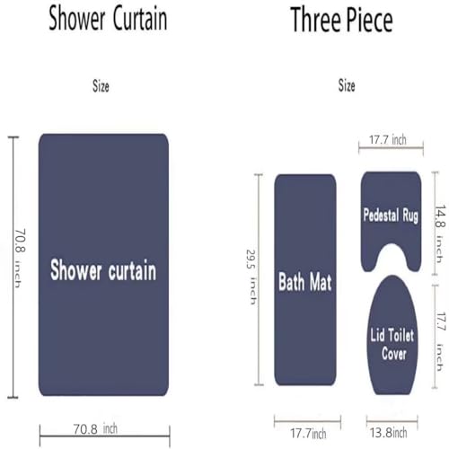 Yddsky 4 Pcs Purple Rose Shower Curtain Sets with Rugs Black Bathroom Sets with Shower Curtain and Rugs Modern Bathroom Curtains Shower Set with Toilet Lid Cover for Women Bathroom Decor Accessories - color: Rose Decoration 05