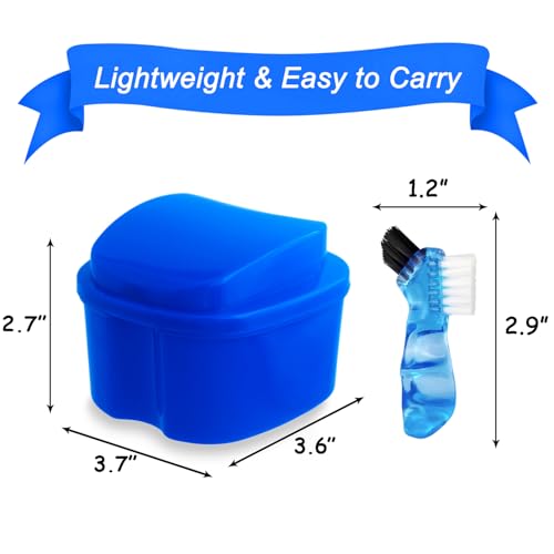 Keedolla 2 Pack Denture Soaking Cup Retainer Cleaner Case, False Teeth Container Denture Holder Box Case for Clear Braces, Mouth Guard, Night Guard - Black & Dark Blue - color: Black & Dark Blue