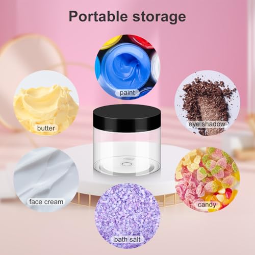 Loretoy 36 Pack 6 OZ Household Plastic Jars with Lids, BPA Free, Reusable, Refillable Transparent Cosmetic Containers for Bath Salts, Cosmetics, Powders, Beauty Product and Small Accessories, Black - color: Black, size: 6 Ounce