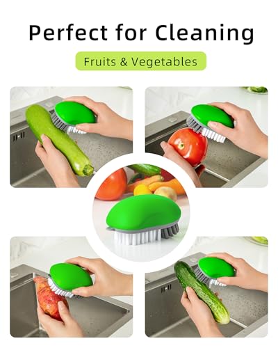 MR.SIGA Fruit and Vegetable Cleaning Brush with Non Slip Comfortable Grip, Pack of 2, Green - color: Green