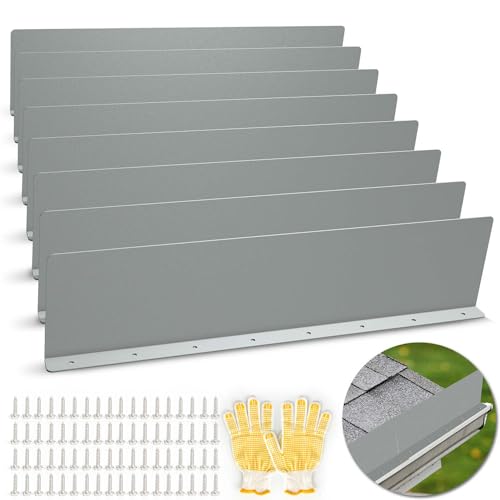 Gutter Valley Splash Guards, 15.7 x 3.5 Inch 8 Pack Gutter Guard, Aluminum Rain Gutter Guard Downspout Rain Diverter for Roof Shingle, Rain Drip Guard for Straight House (Gray) - color: Gray-D