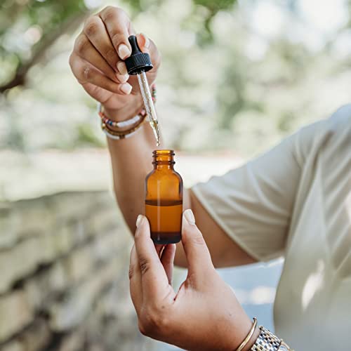 48 Pack 1oz Amber Glass Bottles with Glass Eye Droppers for Essential Oils, Perfumes & Lab Chemicals (Brush, Funnels, 2 Extra Droppers, 54 Pieces Labels & 30ml Measuring Cup Included) - color: Amber-48pack