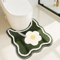 Toilet Bath Rug, U-Shaped Non-Slip Toilet Rug, Flower Rug for Bathroom Floor Soft Plush Microfiber Mat Super Absorbent Washable Bath Shower Mat, 20 x 22 Inches, Green - color: Green