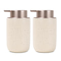 BosilunLife Foaming Soap Dispenser Set - Apricot Ceramic Foam Hand Soap Dispenser 12oz with Rust Proof Pump, Easy Pressing & Refillable,4Pcs Clear Stickers for Kitchen, Bathroom - 2 Pack - color: Apricot-foam Pump