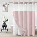 No Hook Shower Curtain with Snap in Liner, Ombre Blush Pink Shower Curtains and Liner Set, Hotel Fabric Bath Curtain for Bathroom, Mesh Top Window Waterproof Washable, 71" x 74" - color: Ombre Blush Pink, size: 71"W x 74"L (Pack of 1)