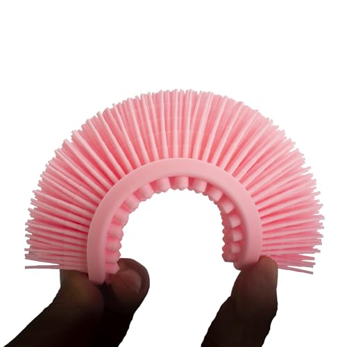 DNC Exfoliating Silicone Body Scrubber Shower Bath Body Brush Easy to Clean, Lathers Well, Eco Friendly (Pink) - color: Pink