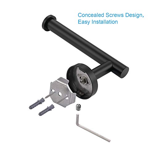 TASTOS Matte Black Toilet Paper Holder SUS304 Stainless Steel, Modern Round Tissue Roll Holders Wall Mount, Toilet Paper Roll Dispenser Bathroom 5 inch TP Holder for Kitchen Washroom - color: Matte Black